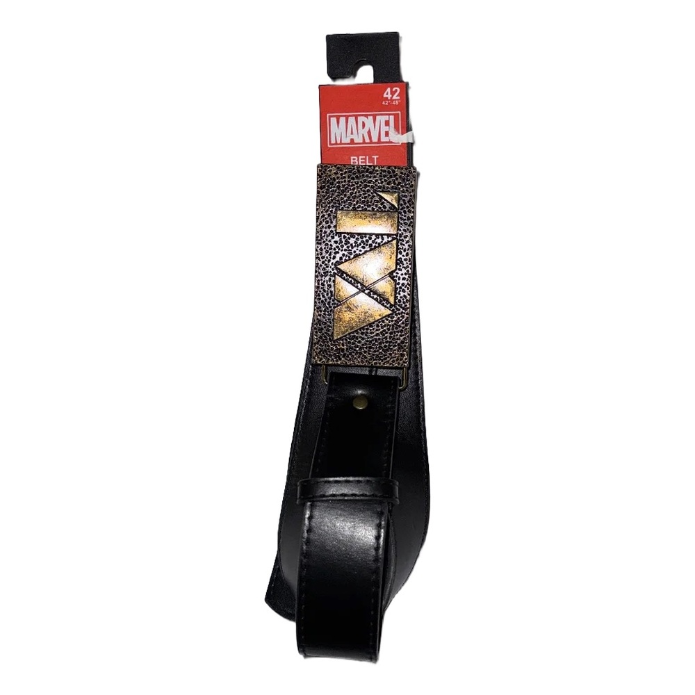 Marvel Black Belt with Gold Textured Emblem